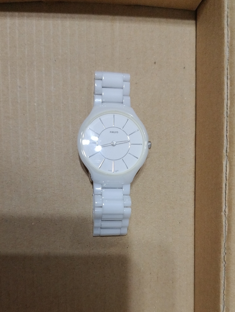 Rado White Ceramic Ladies Watch with Silver Accents